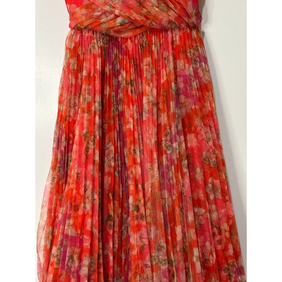 Hutch Women's Quinn Pleated Midi Cocktail Dress Mixed Pink Bouquet Size 2 NWT - Picture 6 of 15